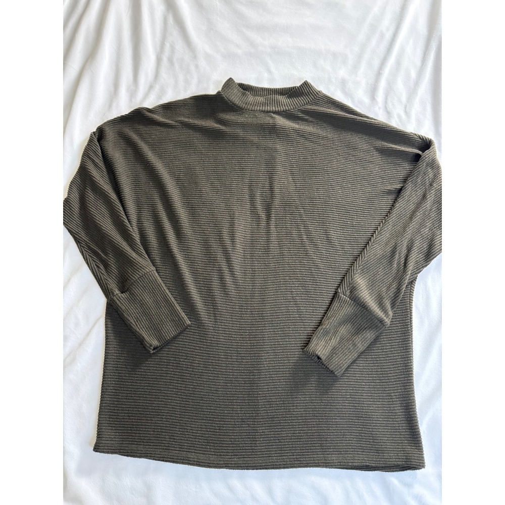 Matty M Womens Olive Green Ribbed Mock Neck Dolman Sleeve Top 320MK64-420US/OM L